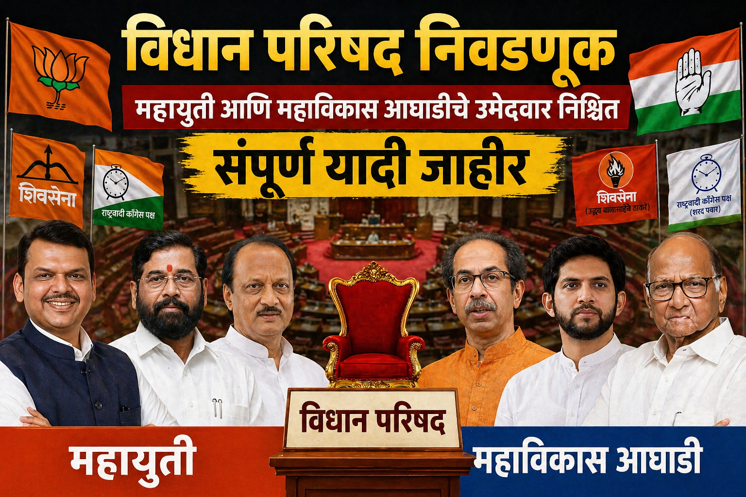 विधान परिषद रणसंग्राम रंगला! महायुती आणि महाविकास आघाडीचे उमेदवार निश्चित