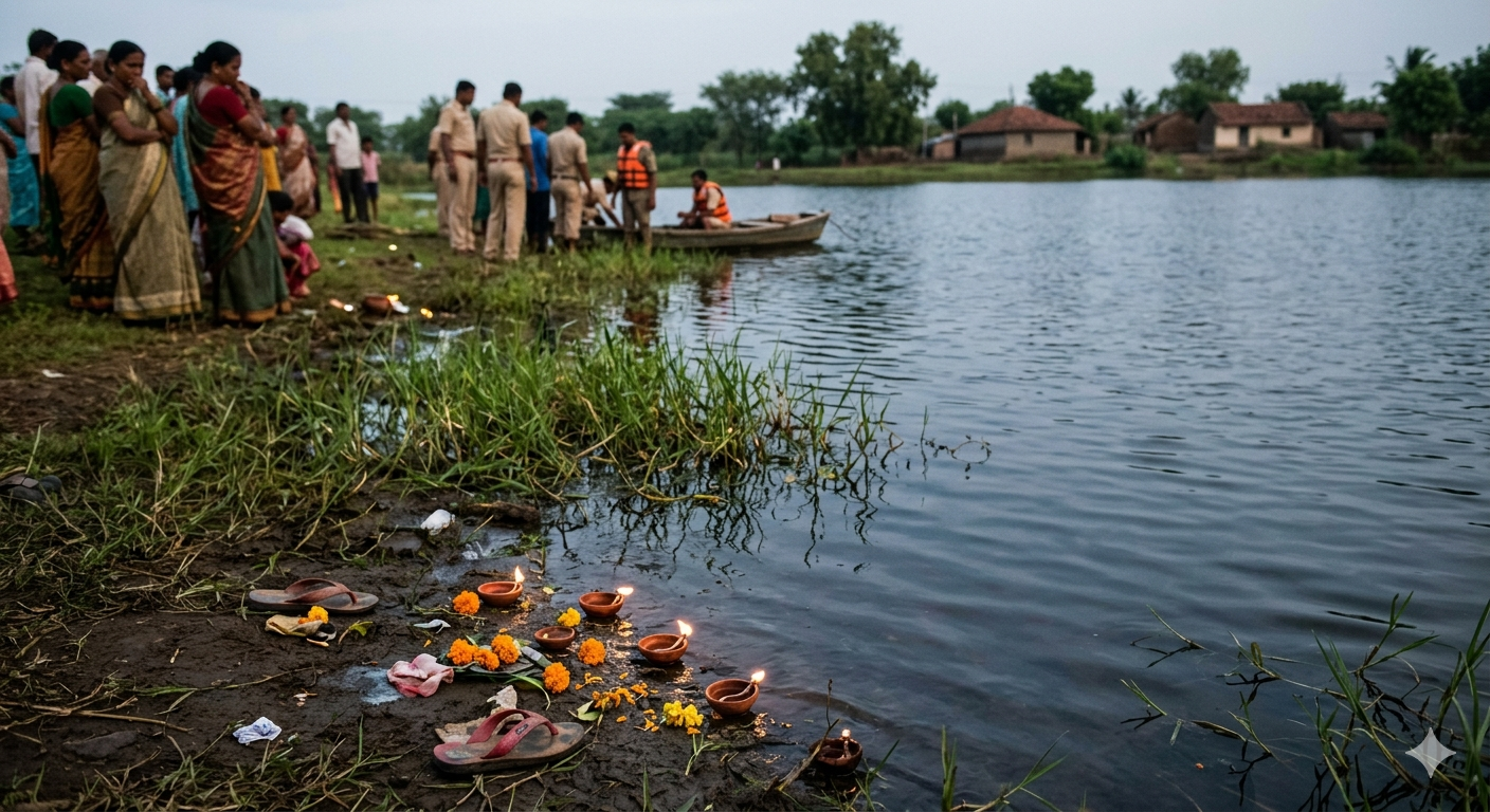 सोलापुरात हृदयद्रावक घटना! आईसह दोन चिमुकल्यांचा तलावात बुडून दुर्दैवी मृत्यू