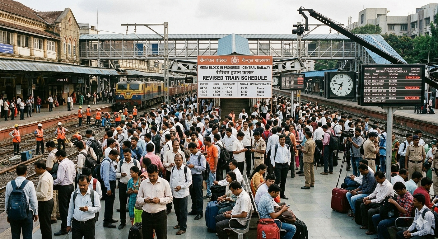 मध्य रेल्वेवर मेगा ब्लॉक! प्रवाशांचे वेळापत्रक पूर्णपणे बदलणार