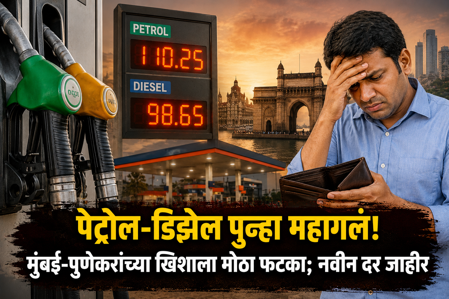 पेट्रोल-डिझेल पुन्हा महागलं! मुंबई-पुणेकरांच्या खिशाला मोठा फटका; नवीन दर जाहीर