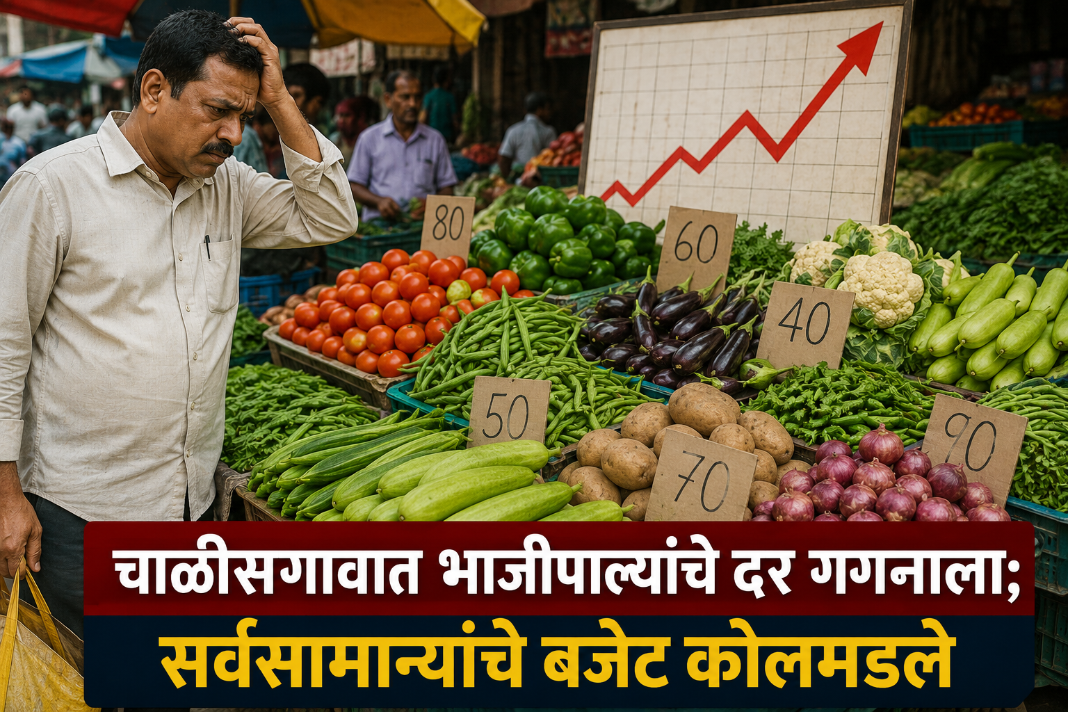 चाळीसगावात भाजीपाल्यांचे दर गगनाला; सर्वसामान्यांचे बजेट कोलमडले