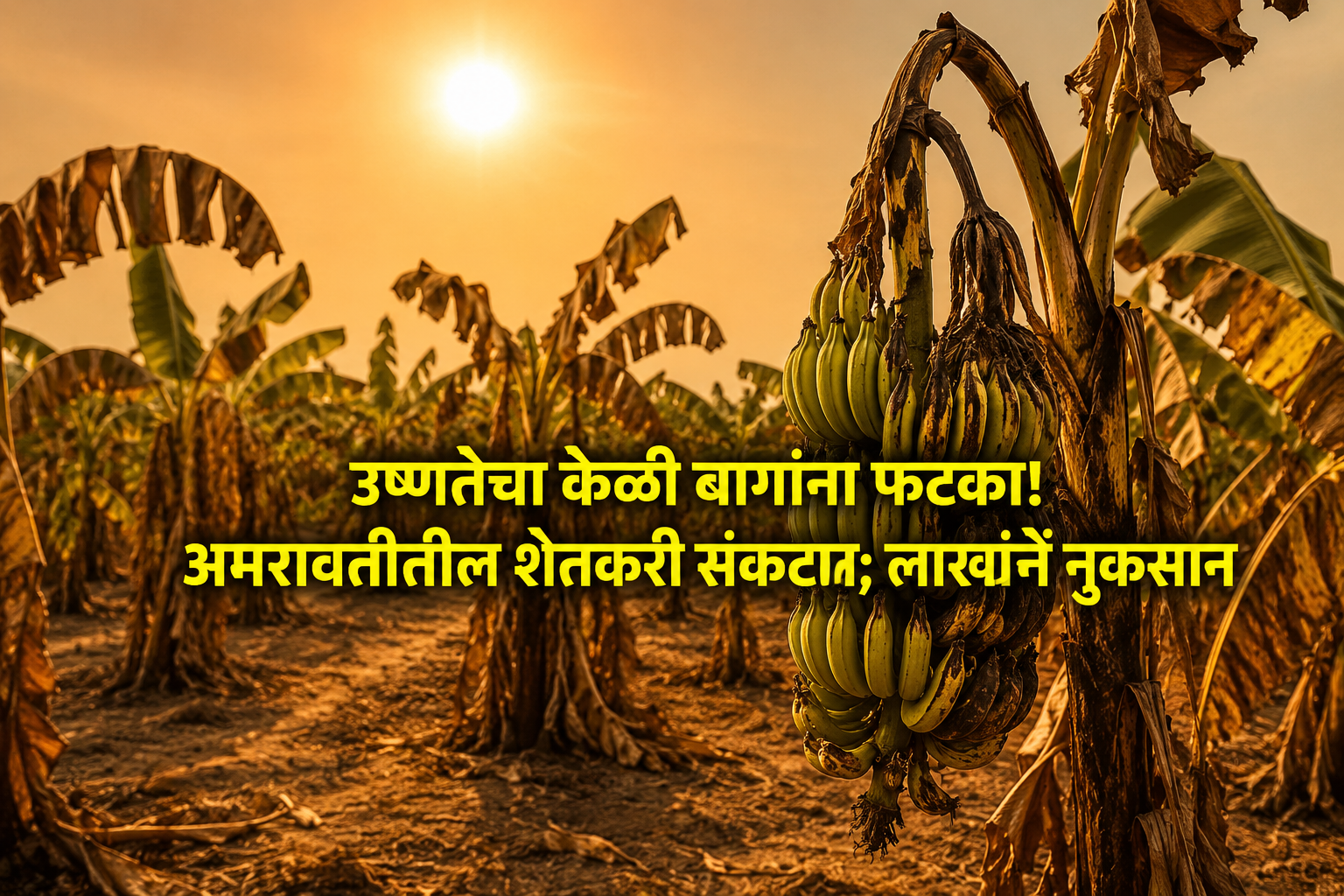 उष्णतेचा केळी बागांना फटका! अमरावतीतील शेतकरी संकटात; लाखोंचे नुकसान