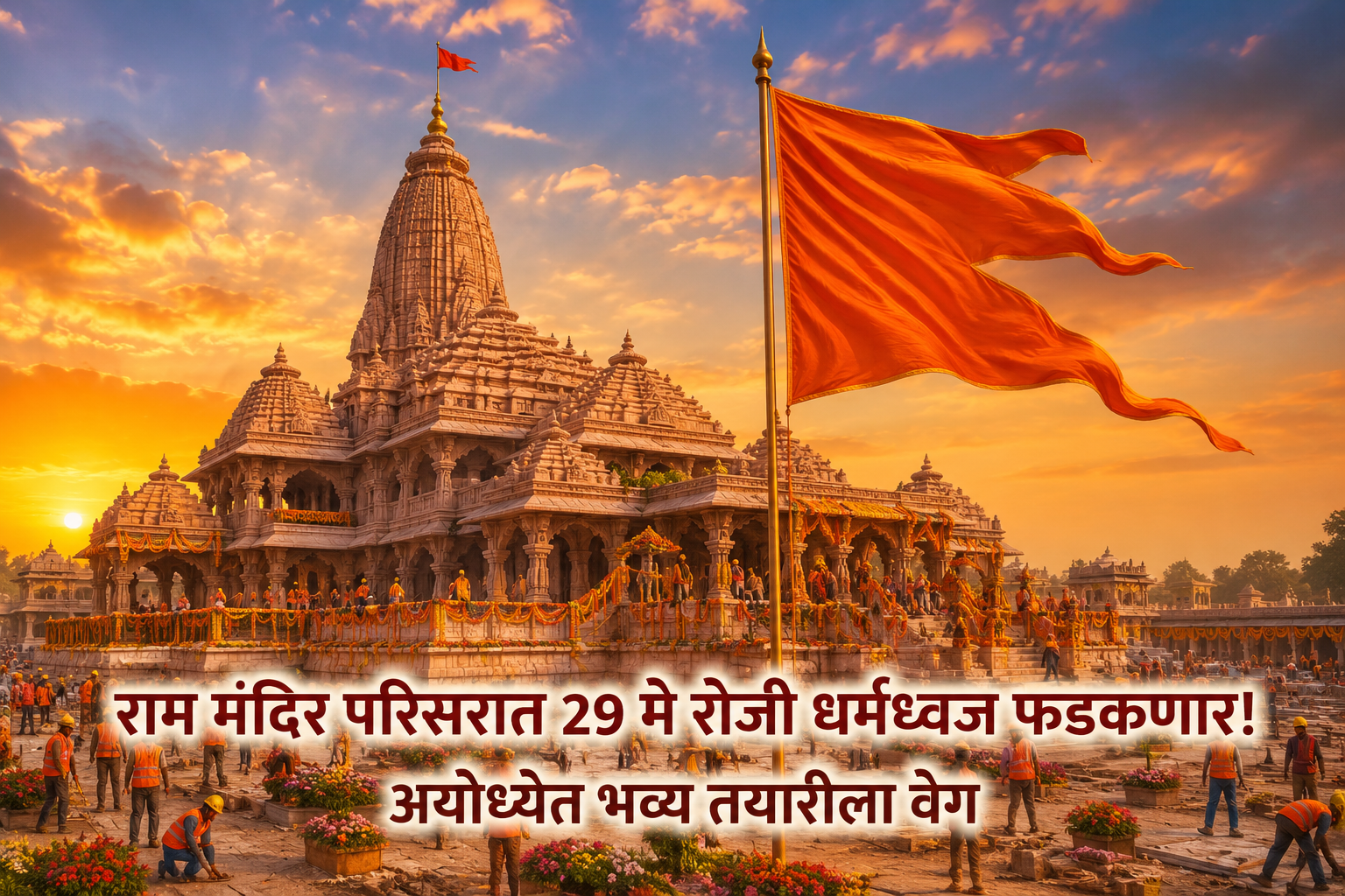 राम मंदिर परिसरात 29 मे रोजी धर्मध्वज फडकणार! अयोध्येत भव्य तयारीला वेग