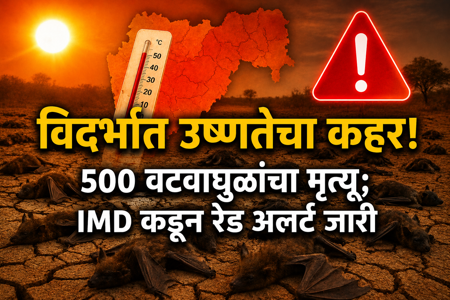 विदर्भात उष्णतेचा कहर! 500 वटवाघुळांचा मृत्यू; IMD कडून रेड अलर्ट जारी
