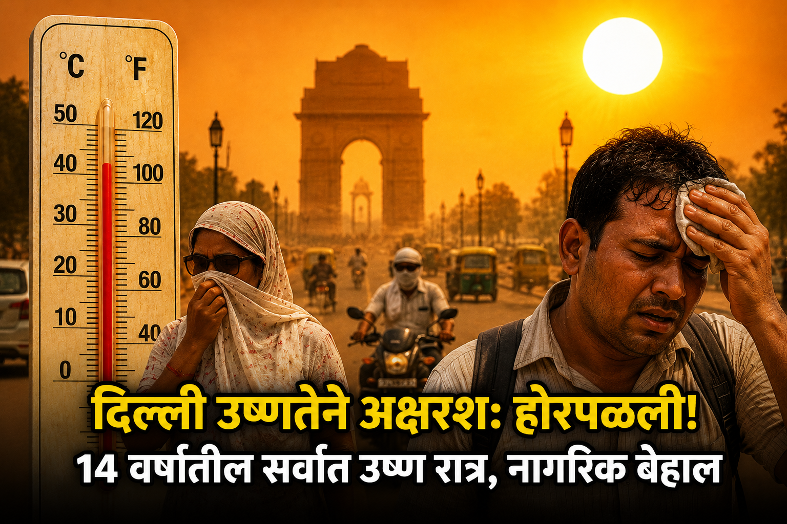 दिल्ली उष्णतेने अक्षरशः होरपळली! 14 वर्षांतील सर्वात उष्ण रात्र, नागरिक बेहाल