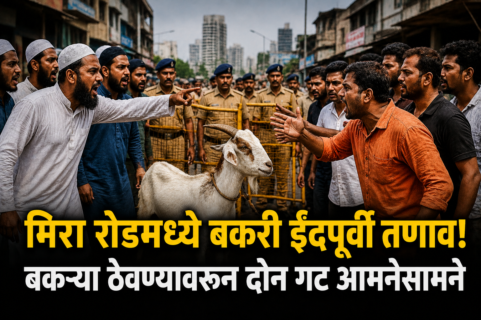 मिरा रोडमध्ये बकरी ईदपूर्वी तणाव! बकऱ्या ठेवण्यावरून दोन गट आमनेसामने