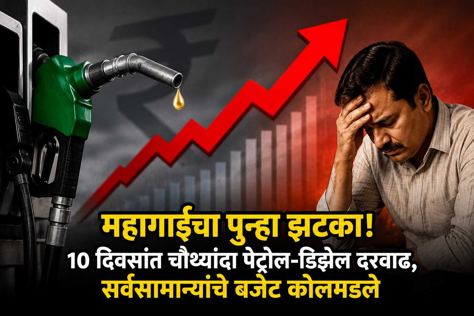 महागाईचा पुन्हा झटका! 10 दिवसांत चौथ्यांदा पेट्रोल-डिझेल दरवाढ, सर्वसामान्यांचे बजेट कोलमडले