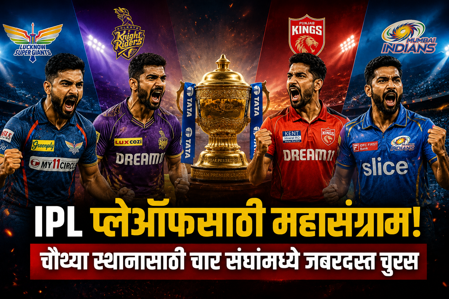IPL प्लेऑफसाठी महासंग्राम! चौथ्या स्थानासाठी चार संघांमध्ये जबरदस्त चुरस
