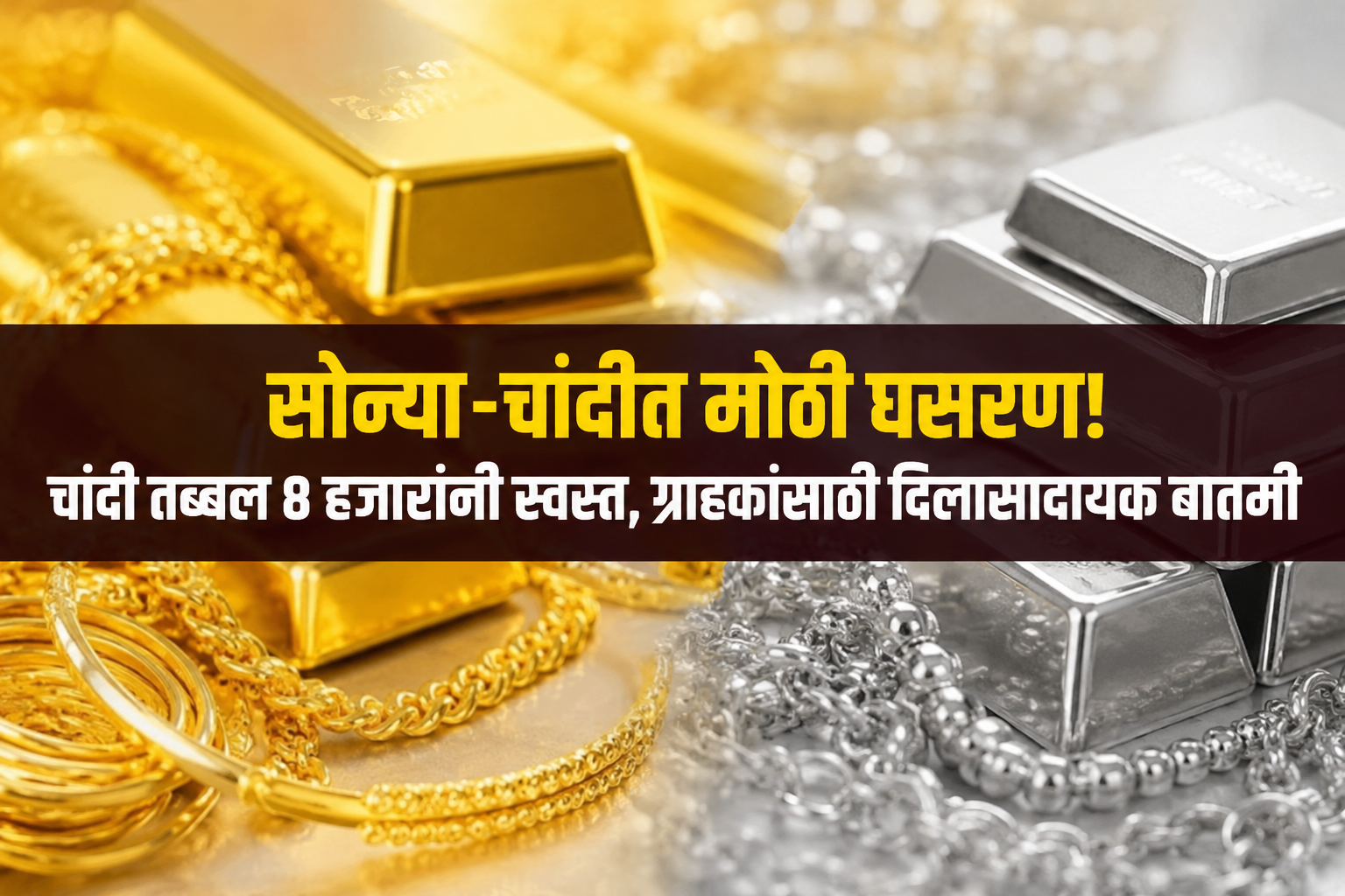 सोन्या-चांदीत मोठी घसरण! चांदी तब्बल 8 हजारांनी स्वस्त, ग्राहकांसाठी दिलासादायक बातमी