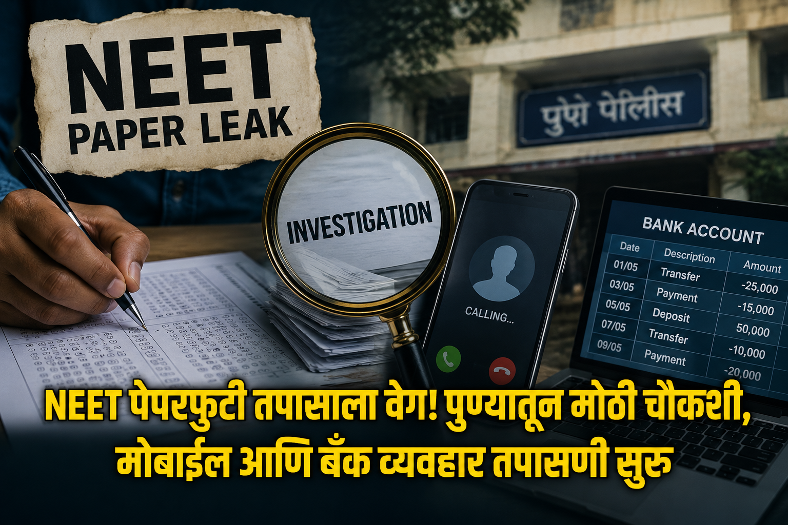 NEET पेपरफुटी तपासाला वेग! पुण्यातून मोठी चौकशी, मोबाईल आणि बँक व्यवहार तपासणी सुरू