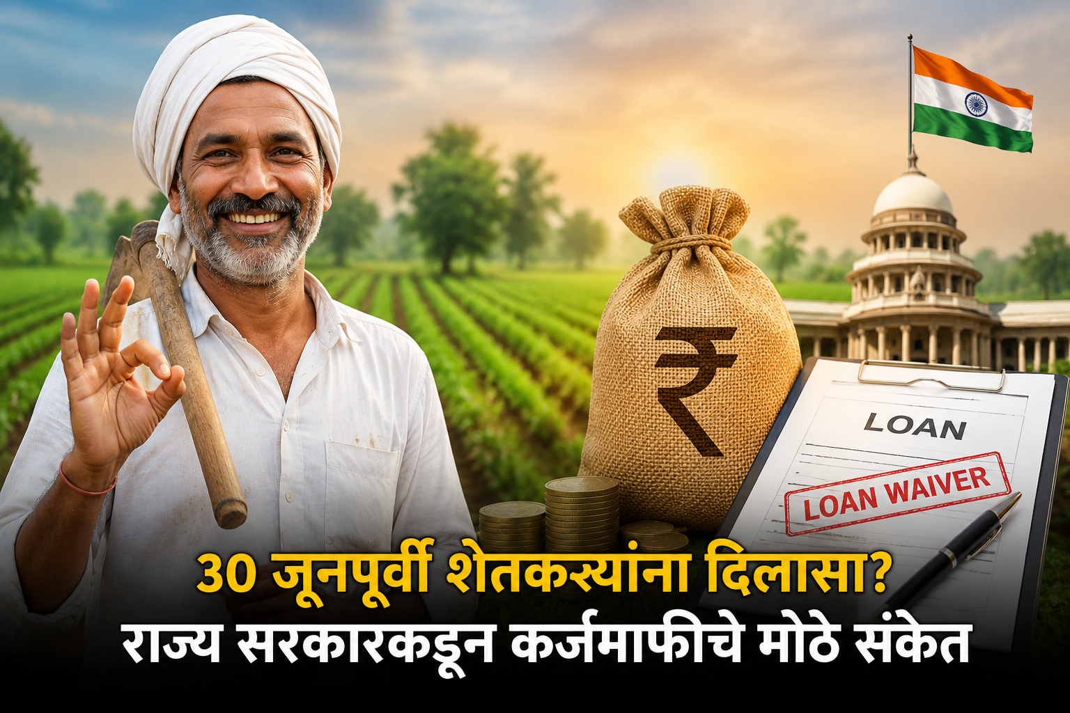 30 जूनपूर्वी शेतकऱ्यांना दिलासा? राज्य सरकारकडून कर्जमाफीचे मोठे संकेत