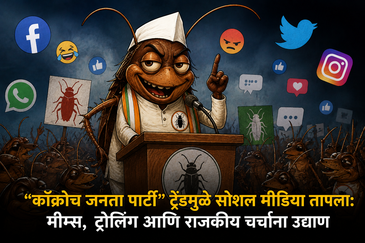 “कॉक्रोच जनता पार्टी” ट्रेंडमुळे सोशल मीडिया तापला; मीम्स, ट्रोलिंग आणि राजकीय चर्चांना उधाण