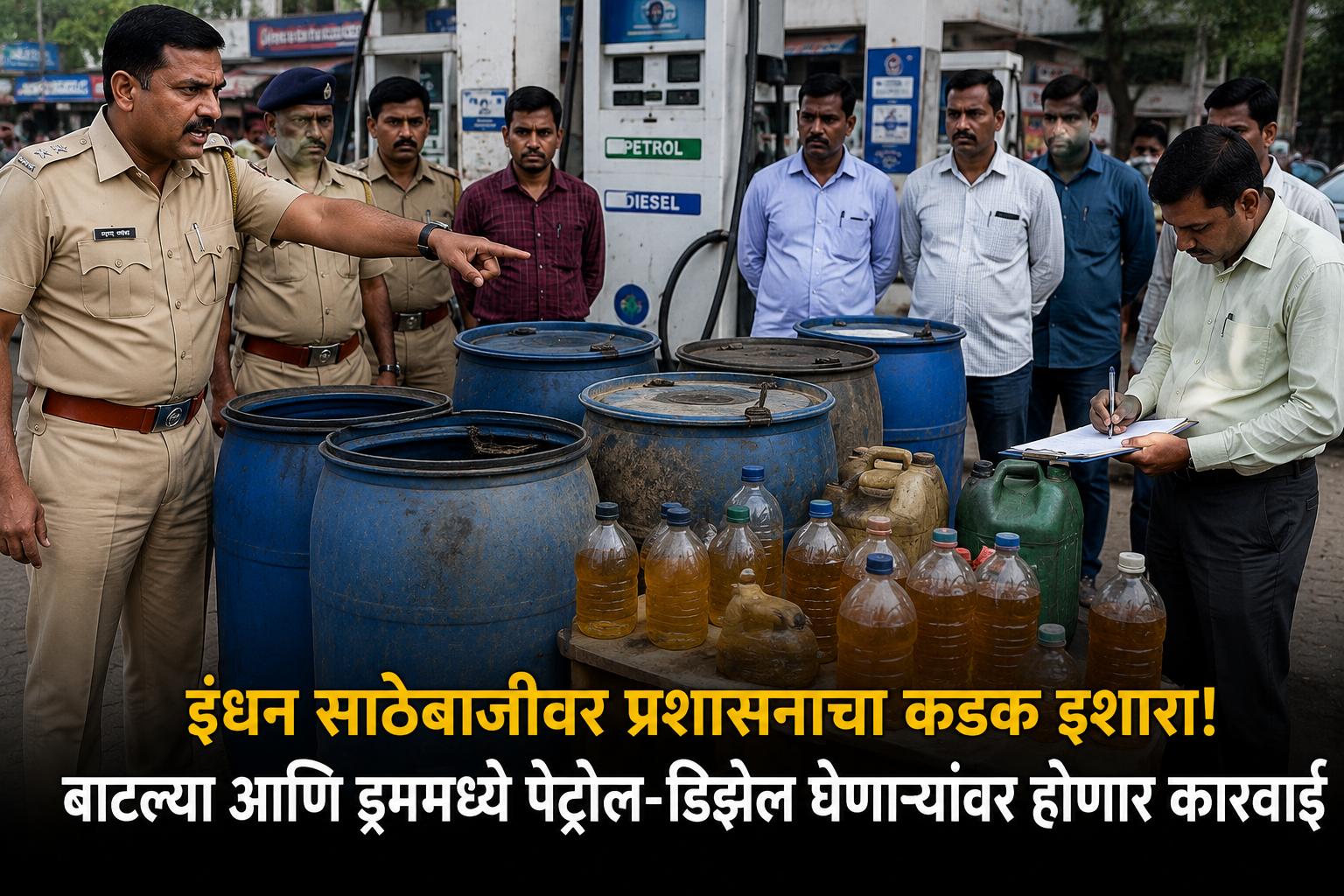इंधन साठेबाजीवर प्रशासनाचा कडक इशारा! बाटल्या आणि ड्रममध्ये पेट्रोल-डिझेल घेणाऱ्यांवर होणार कारवाई