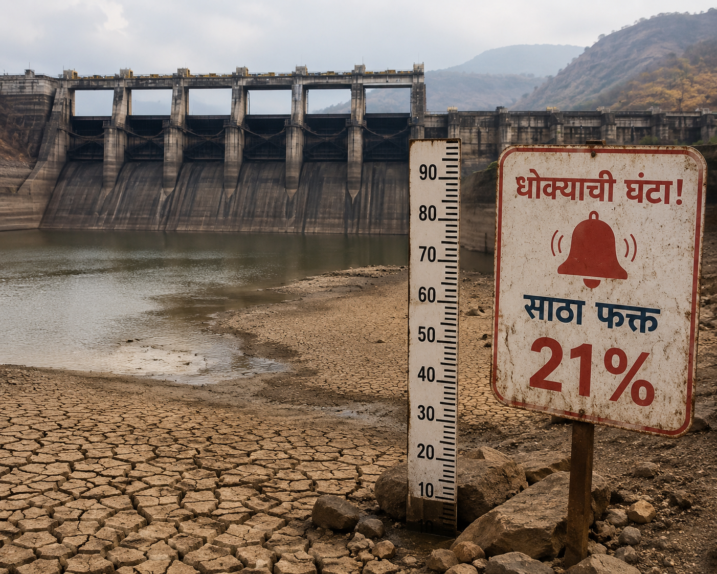डिंभे धरणात पाण्याची धोक्याची घंटा! मे महिन्याच्या सुरुवातीलाच साठा २१ टक्क्यांवर