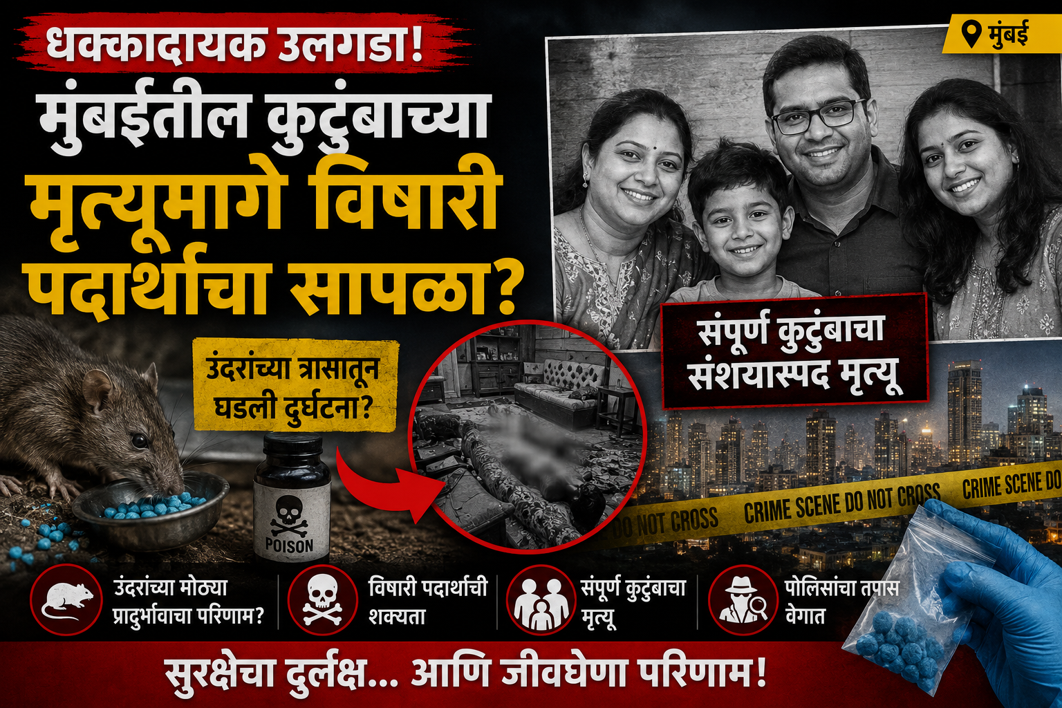 धक्कादायक उलगडा! मुंबईतील कुटुंबाच्या मृत्यूमागे विषारी पदार्थाचा सापळा? उंदरांच्या त्रासातून घडली दुर्घटना