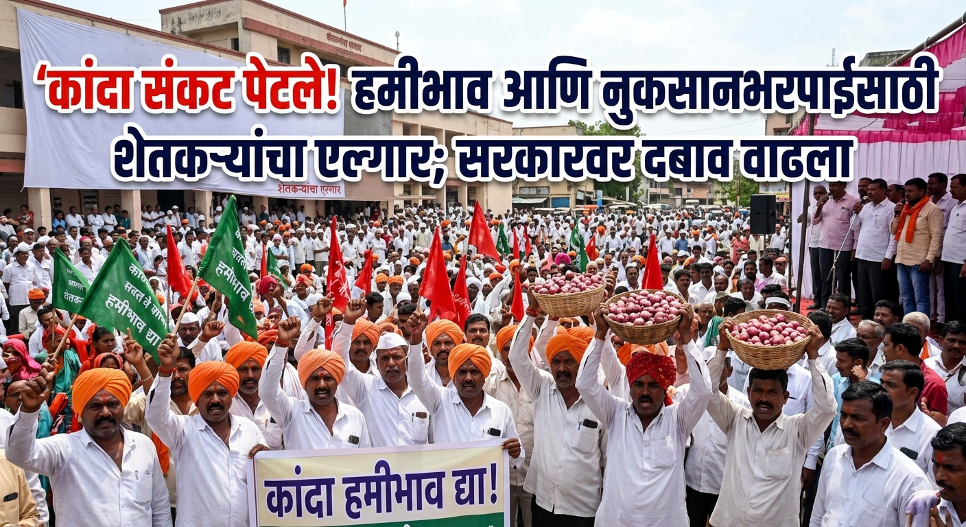 कांदा उत्पादकांचा संताप वाढला! हमीभाव आणि नुकसानभरपाईसाठी सरकारवर दबाव, शेतकरी रस्त्यावर उतरले