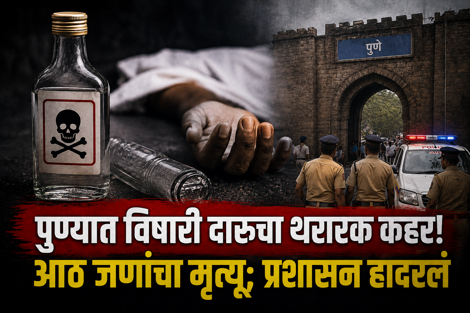 पुण्यात विषारी दारूचा थरारक कहर! आठ जणांचा मृत्यू; प्रशासन हादरलं
