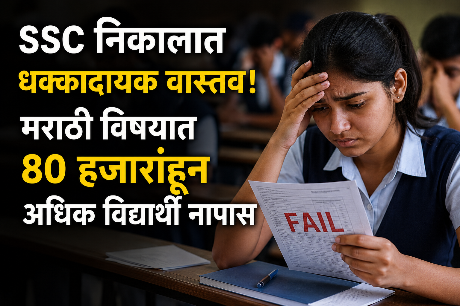SSC निकालात धक्कादायक वास्तव! मराठी विषयात 80 हजारांहून अधिक विद्यार्थी नापास