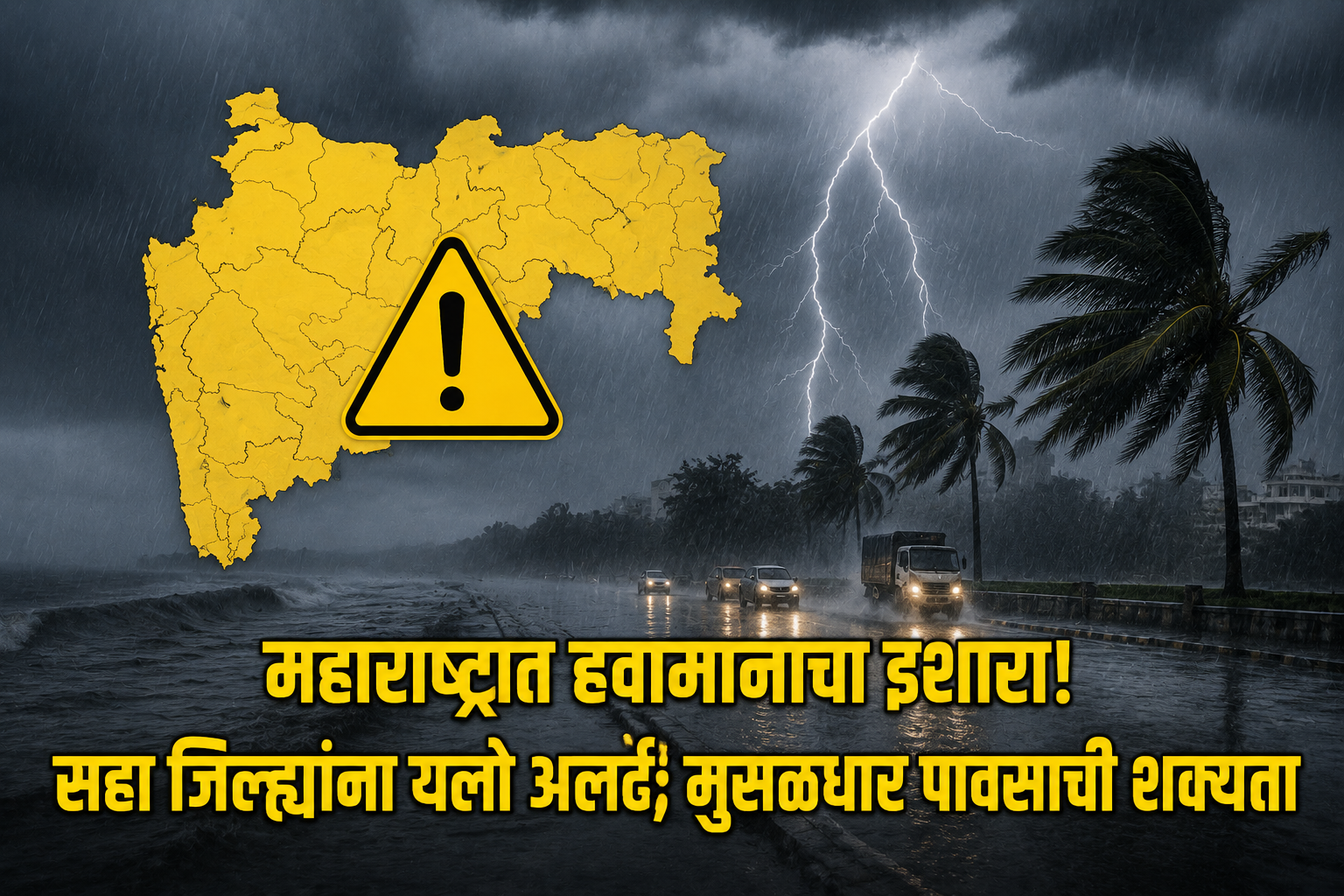 महाराष्ट्रात हवामानाचा इशारा! सहा जिल्ह्यांना यलो अलर्ट; मुसळधार पावसाची शक्यता