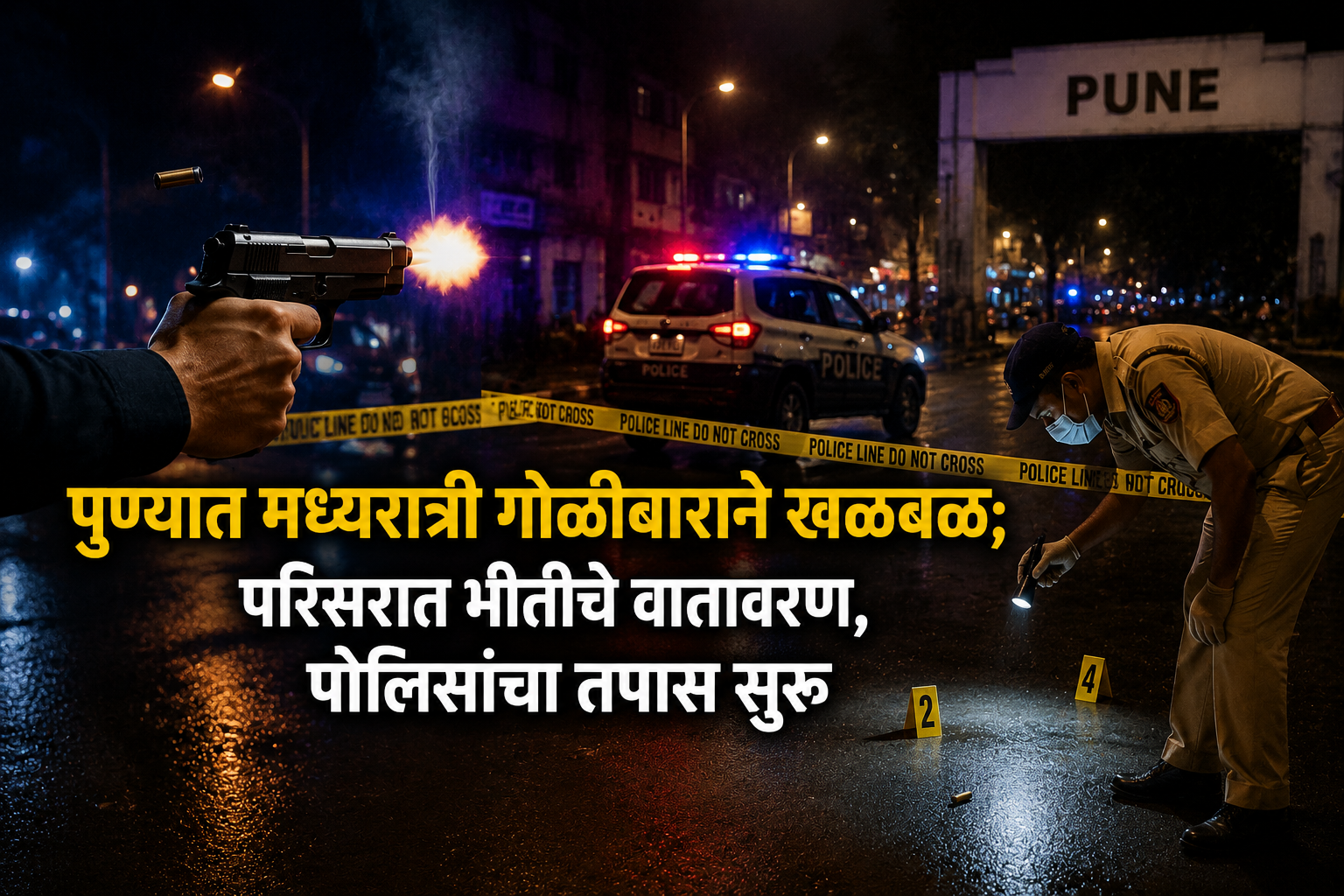 पुण्यात मध्यरात्री गोळीबाराने खळबळ; परिसरात भीतीचे वातावरण, पोलिसांचा तपास सुरू