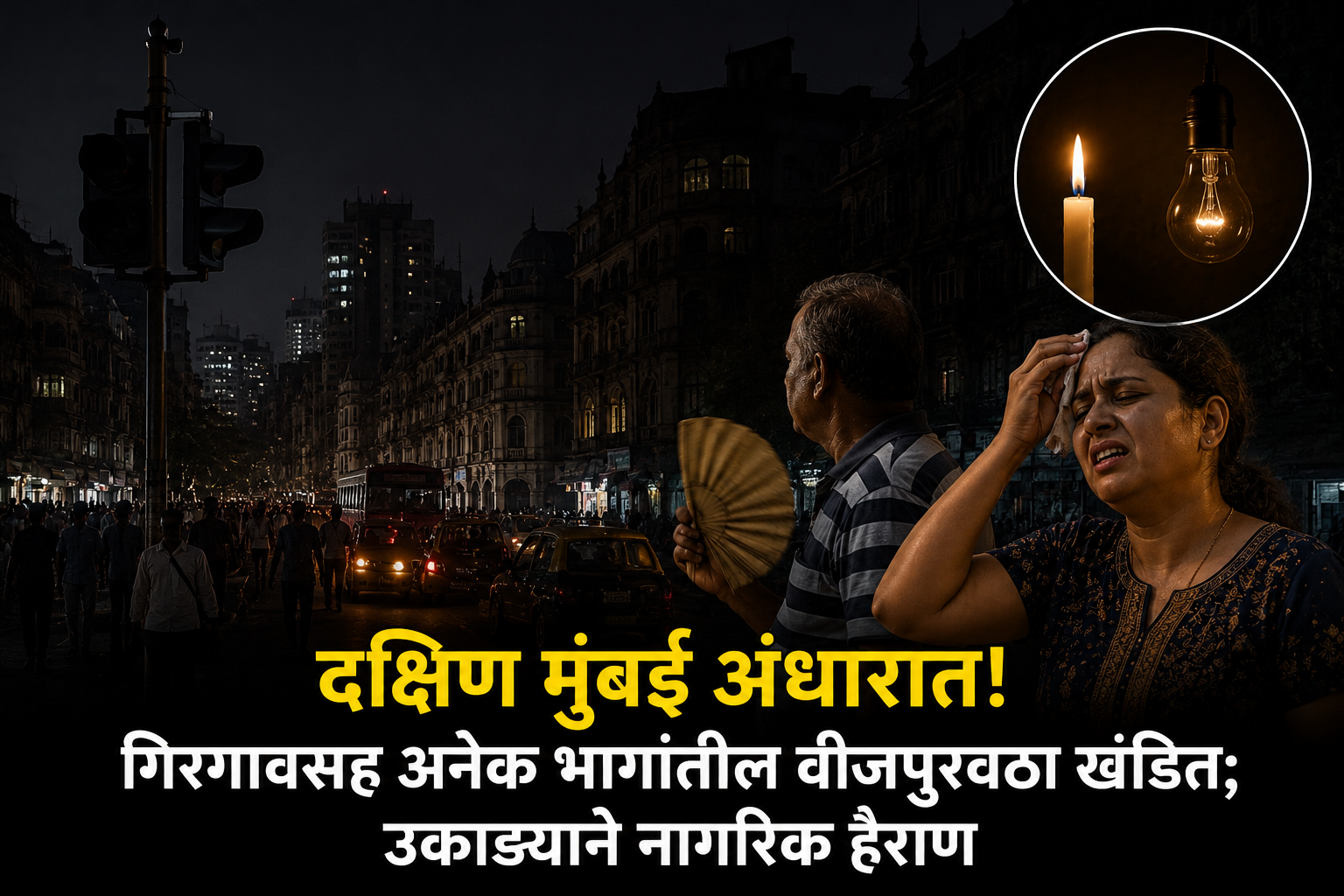 दक्षिण मुंबई अंधारात! गिरगावसह अनेक भागांतील वीजपुरवठा खंडित; उकाड्याने नागरिक हैराण