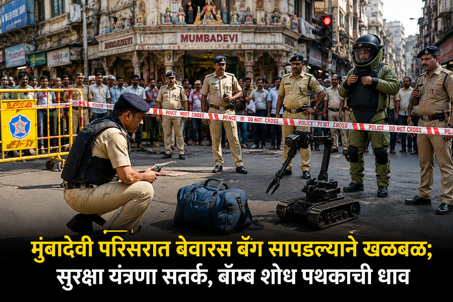 मुंबादेवी परिसरात बेवारस बॅग सापडल्याने खळबळ; सुरक्षा यंत्रणा सतर्क, बॉम्ब शोध पथकाची धाव