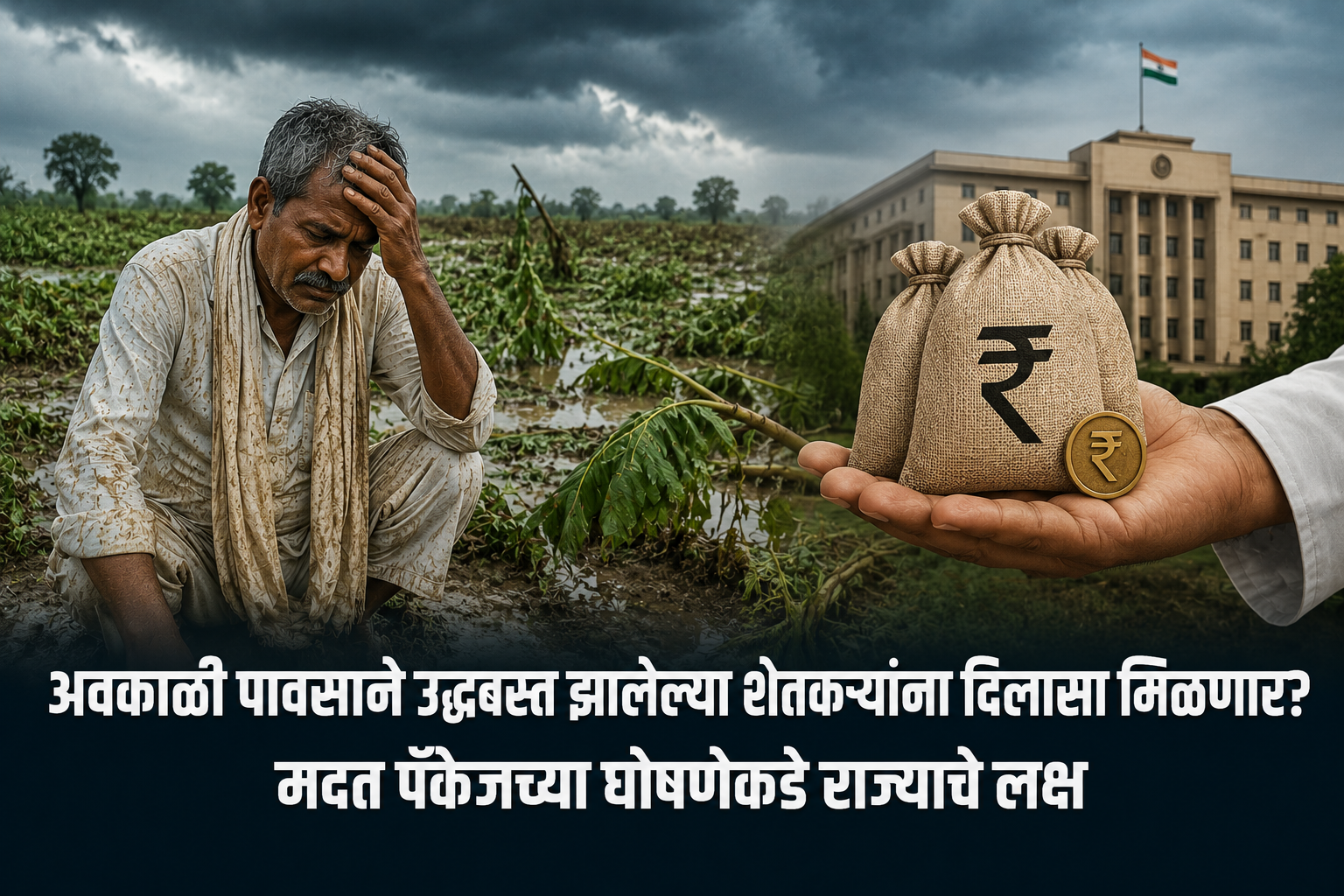 अवकाळी पावसाने उद्ध्वस्त झालेल्या शेतकऱ्यांना दिलासा मिळणार? मदत पॅकेजच्या घोषणेकडे राज्याचे लक्ष