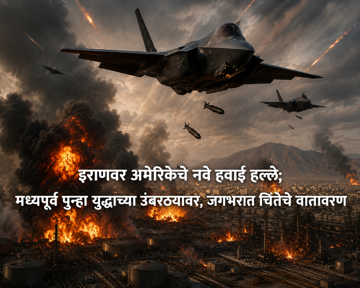 इराणवर अमेरिकेचे नवे हवाई हल्ले; मध्यपूर्व पुन्हा युद्धाच्या उंबरठ्यावर, जगभरात चिंतेचे वातावरण
